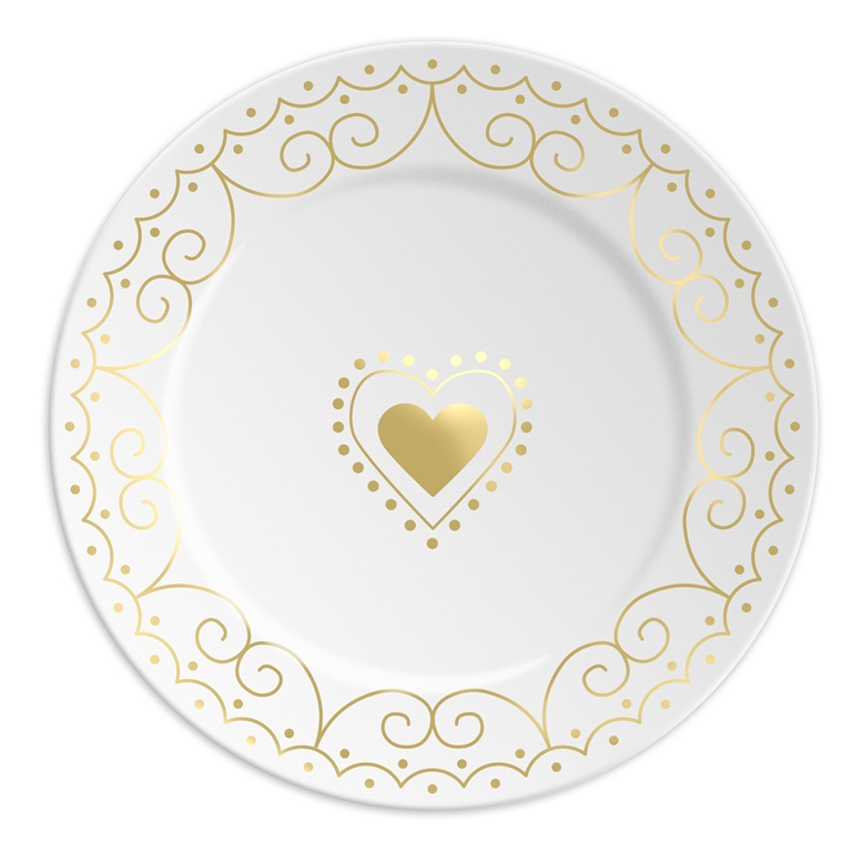 Assiette en porcelaine avec un coeur doré