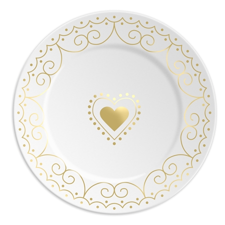 Assiette en porcelaine avec un coeur doré