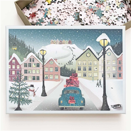 Puzzle design avec une ville d'hiver 1000 pieces