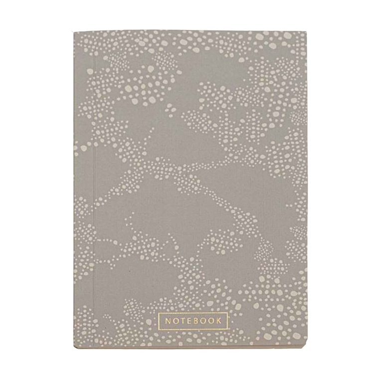 Cahier rayé gris avec un décor de pois