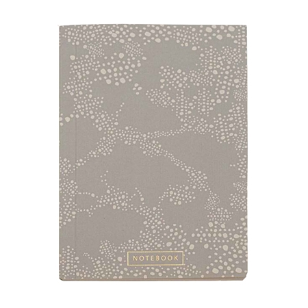 Cahier rayé gris avec un décor de pois