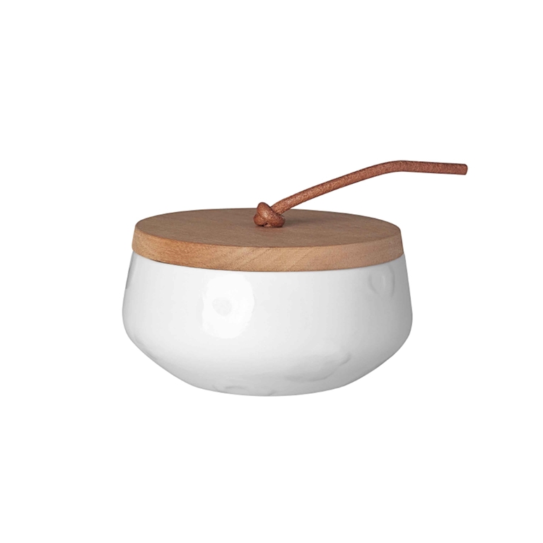 Large pot en porcelaine avec un couvercle en bois