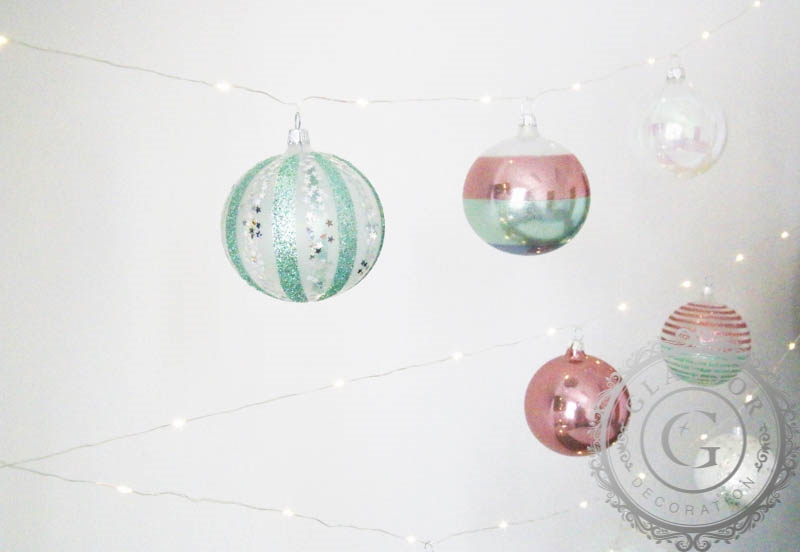 Decoris Boule de Noël en Verre, Rose Poudre, 6cm