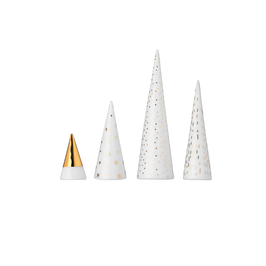 Foret en porcelaine, set de 4 sapins