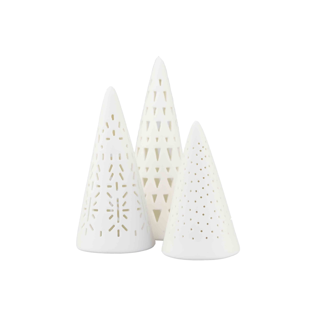 Set de sapins décoratifs en porcelaine