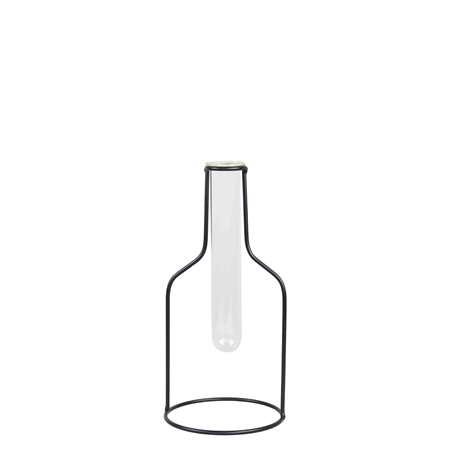 Vase design tube à essai avec support en métal taille S