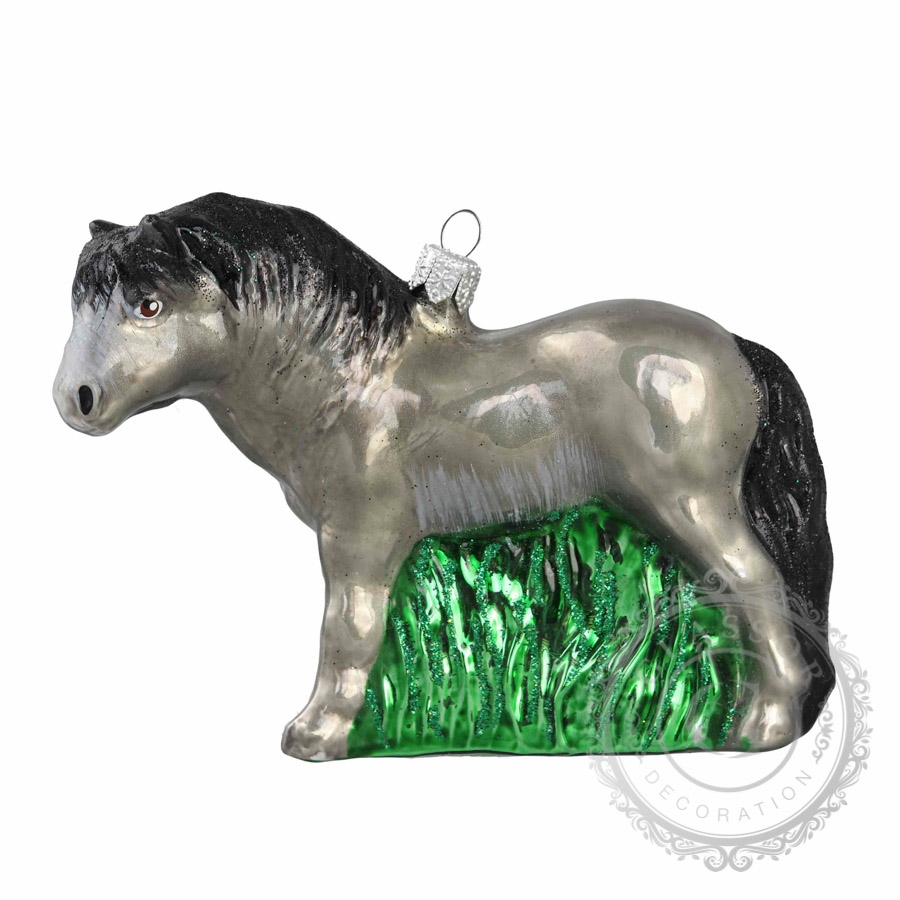 Cheval en verre argenté