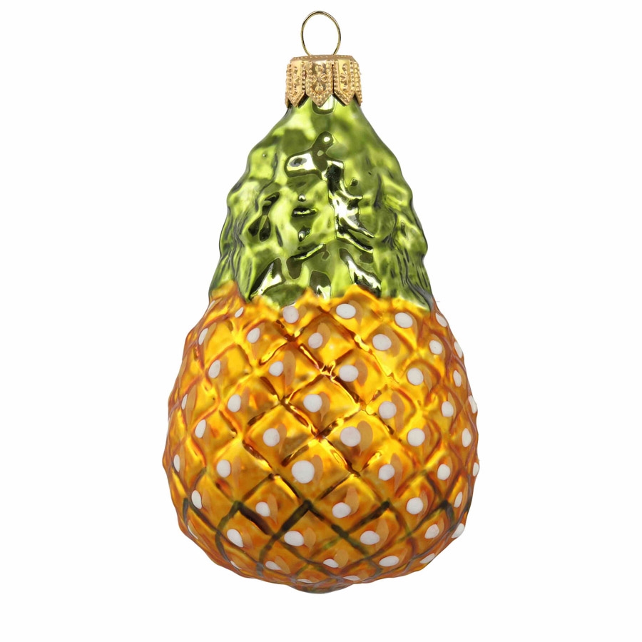 Décoration en verre, ananas jaune