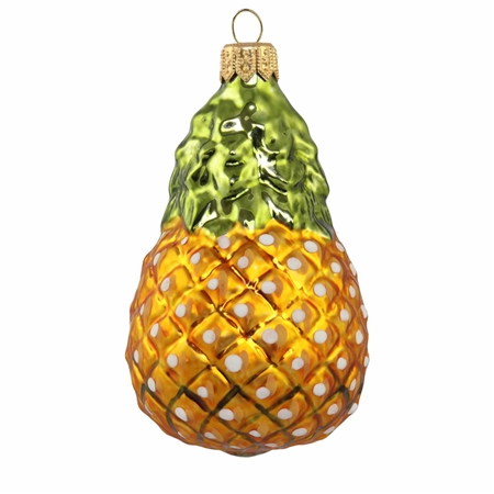 Décoration en verre, ananas jaune