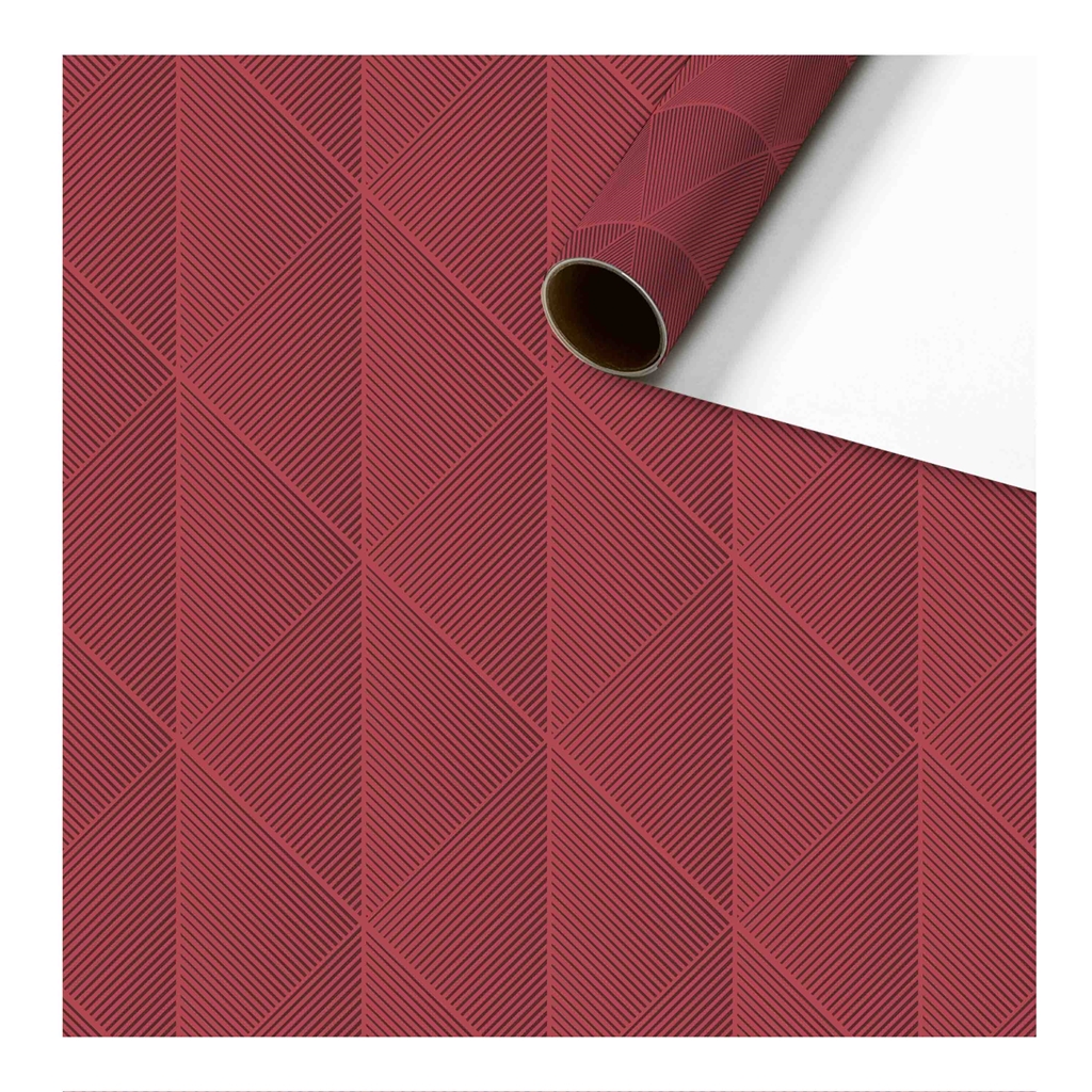 Papier d'emballage en rouleau rouge avec un motif géométrique