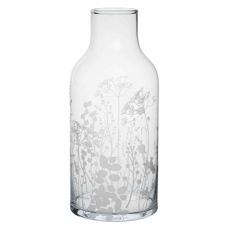 Vase transparente avec un motif de fleurs sauvages