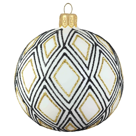 Boule de Noël en verre, décor losange