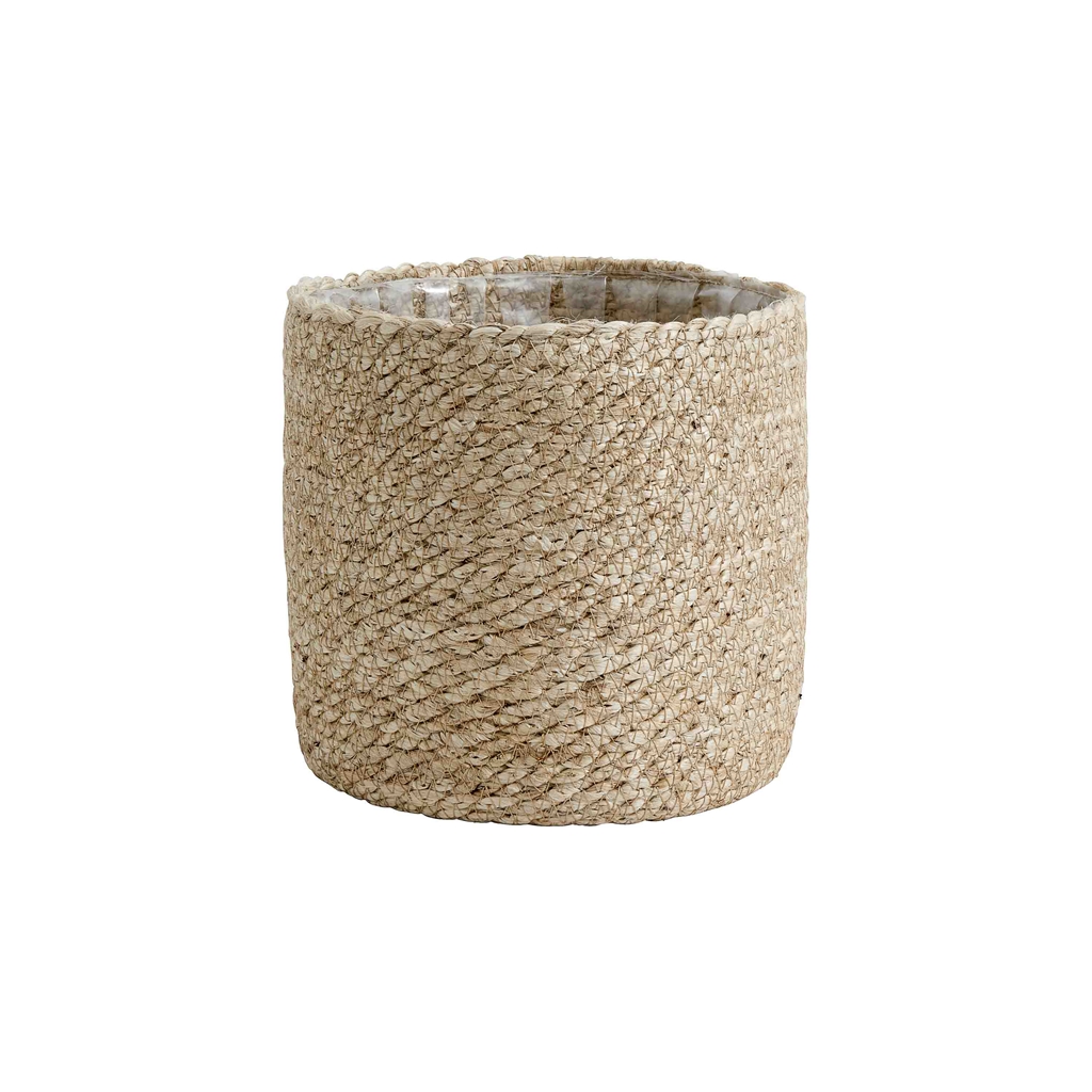 Petit pot de fleurs en jute tressé