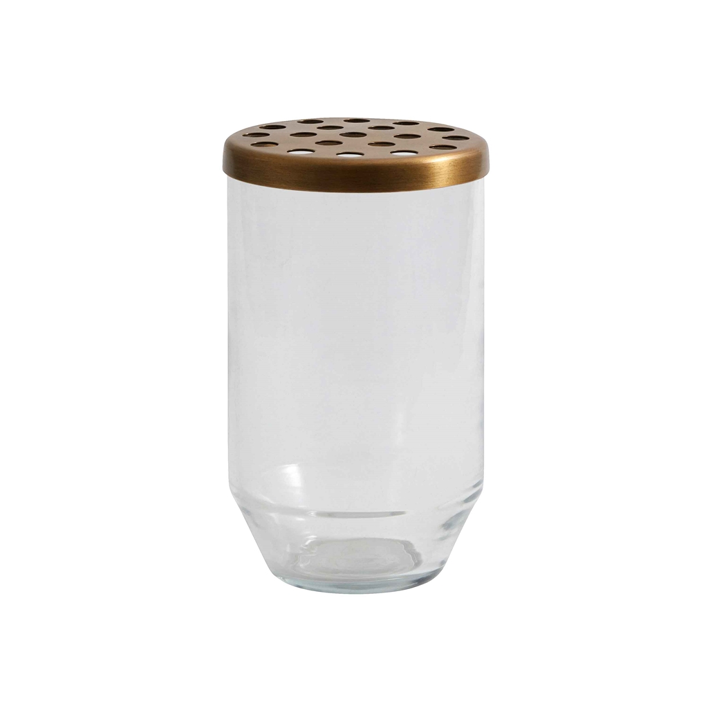 Grande vase avec un couvercle perforé doré