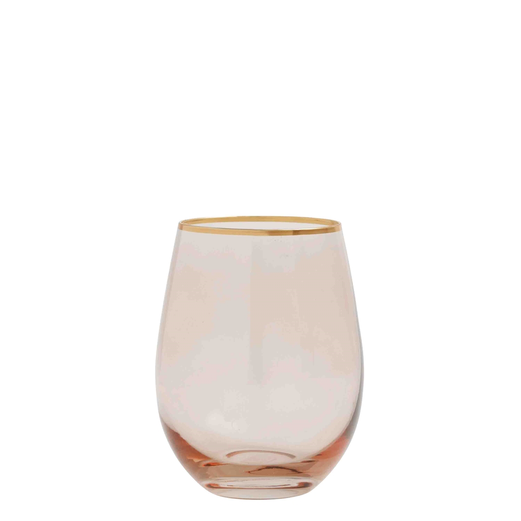 Verre rose a bord doré