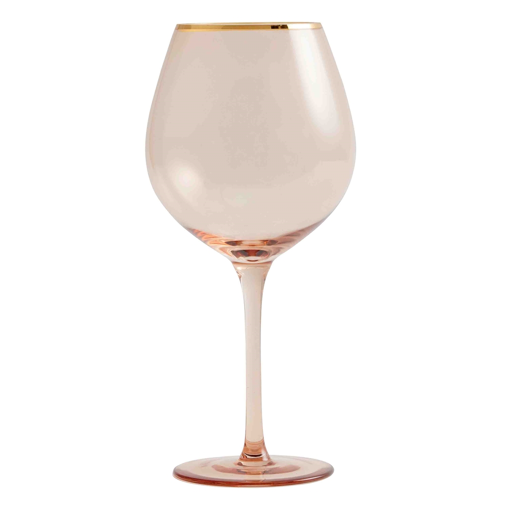 Verre a vin rose a bord doré