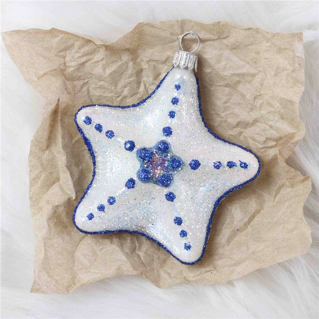 Décoration a collectionner, étoile de mer bleu-blanc