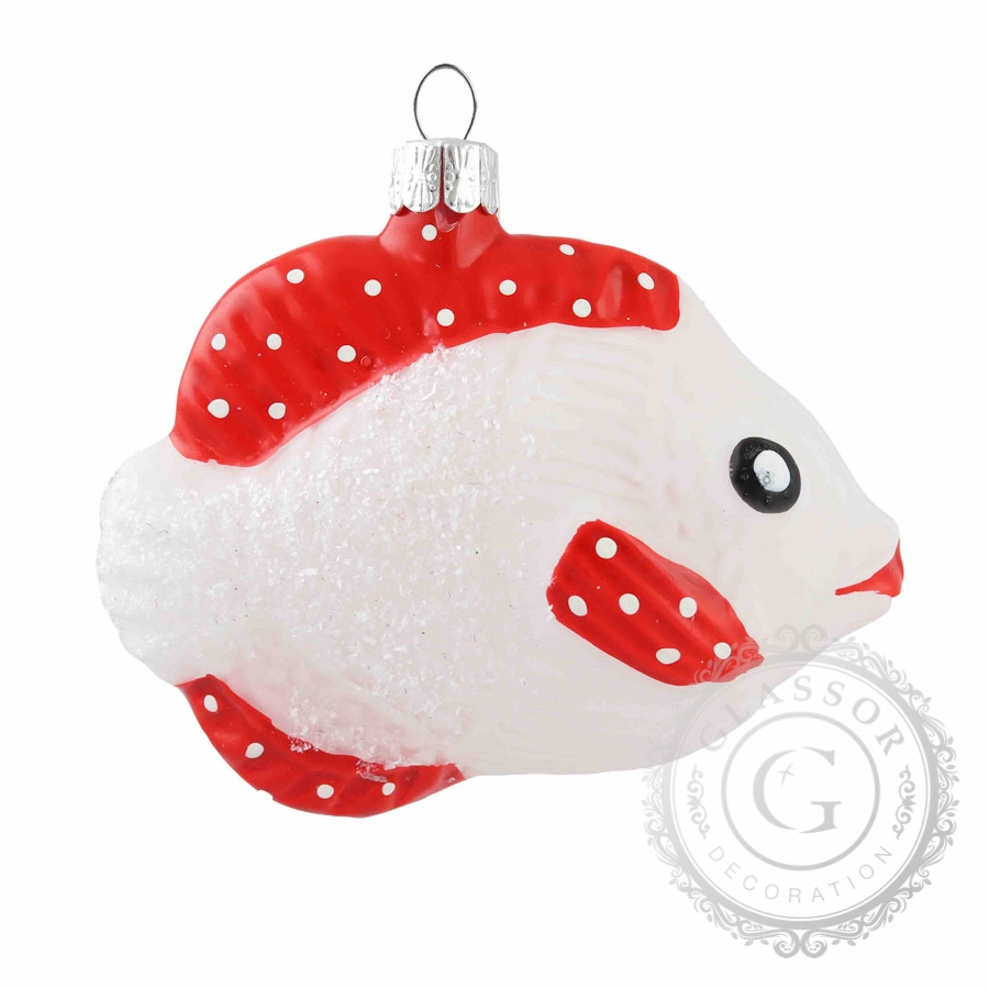 Poisson en verre rouge-blanc