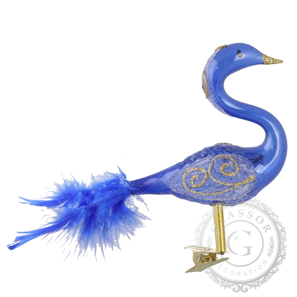 Cygne bleu avec un décor doré