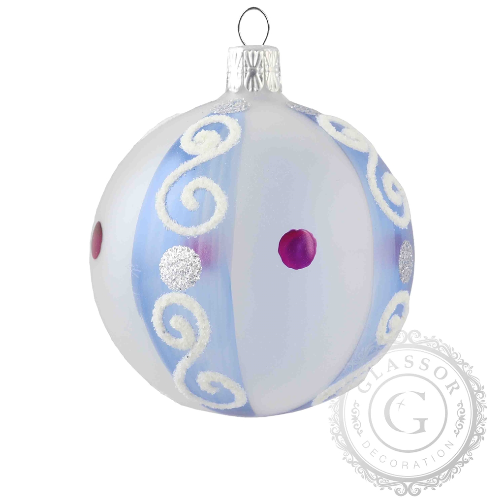 Boule blanche en verre décorée de spirales