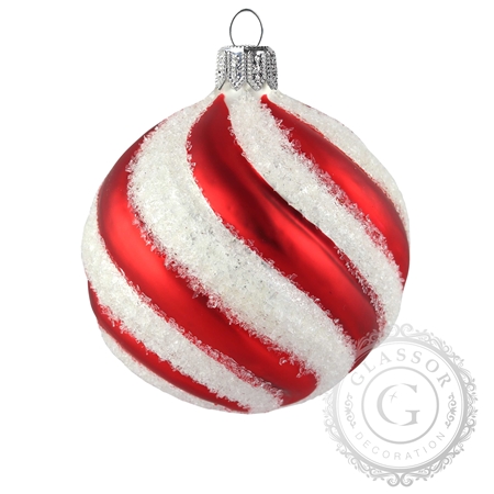 Boule de Noël rouge-blanche, spirale
