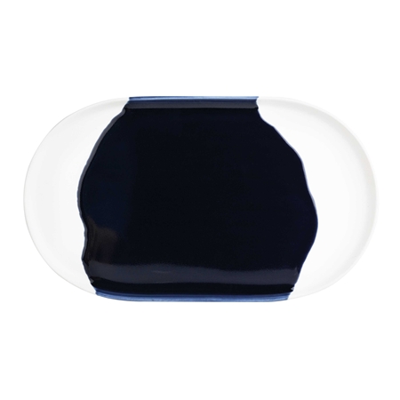 Plateau en porcelaine avec une glaçure bleu foncé