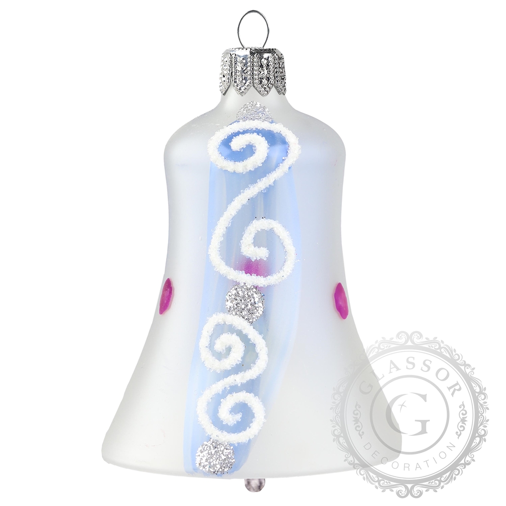Chloche blanche en verre décorée de spirales