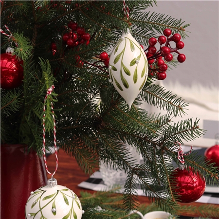 Olive blanche avec décor de gui