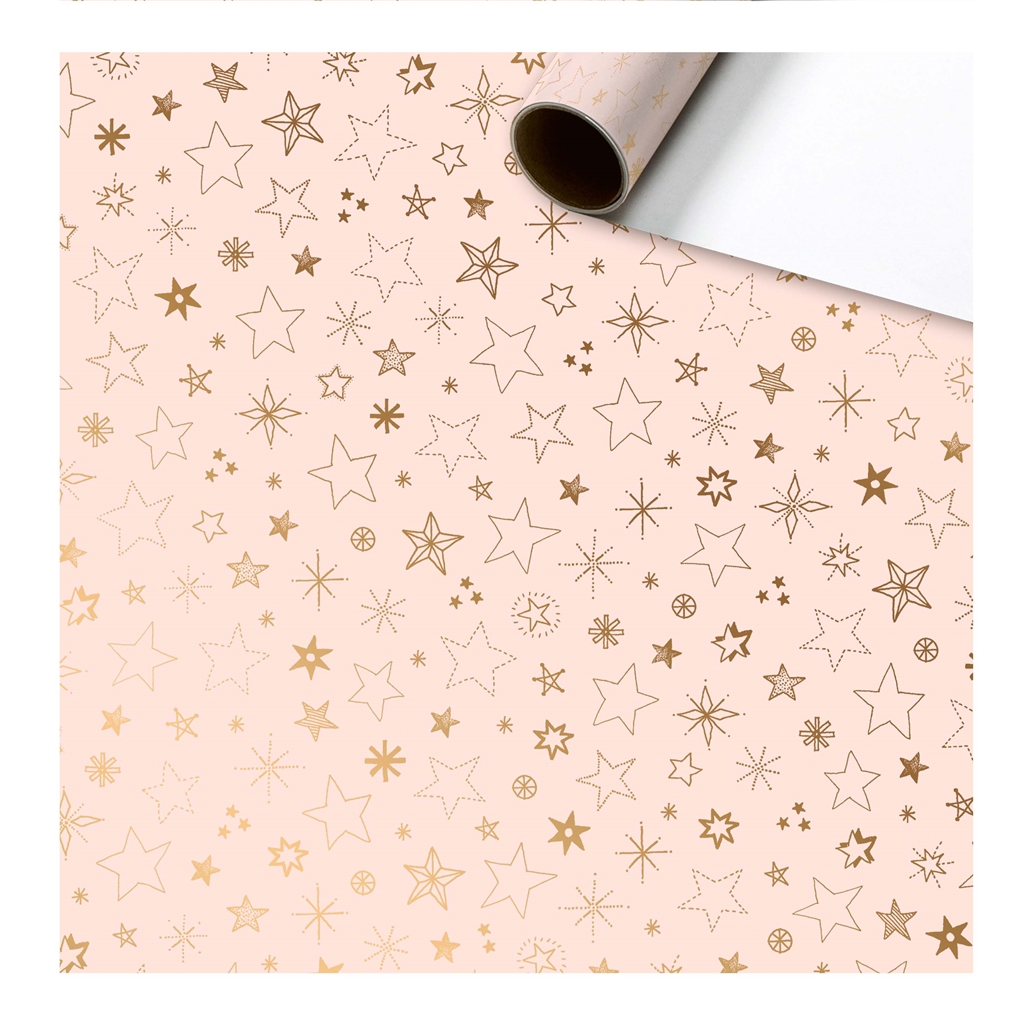 Papier cadeau rose pastel avec étoiles