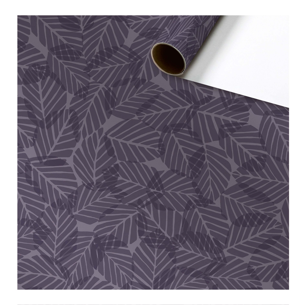 Papier cadeau violet décor de feuilles