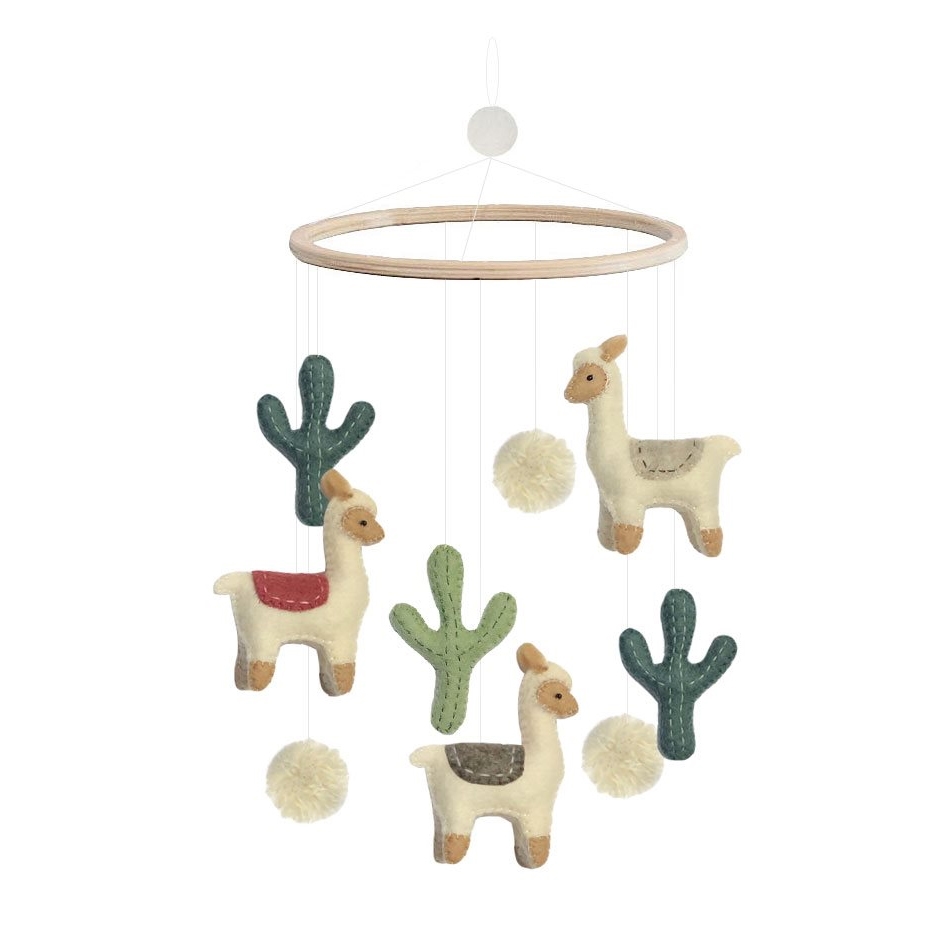 Carrousel pour lit bébé alpagas avec cactus