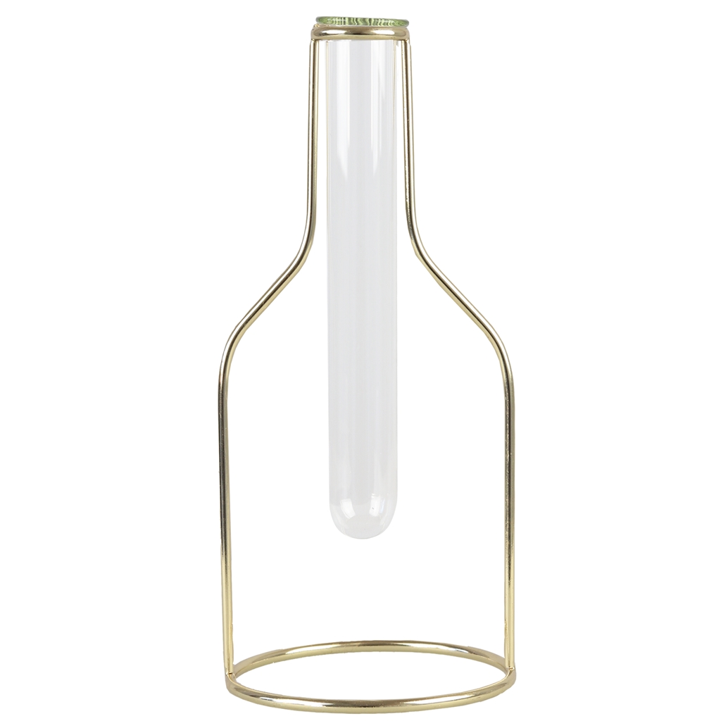 Vase design tube à essai avec support doré taille XL