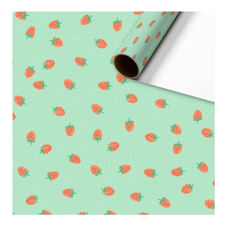 Papier cadeau vert menthe aux fraises