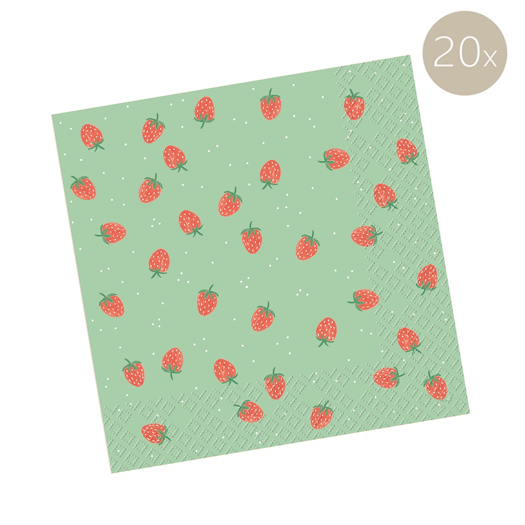 Serviettes vert menthe aux fraises