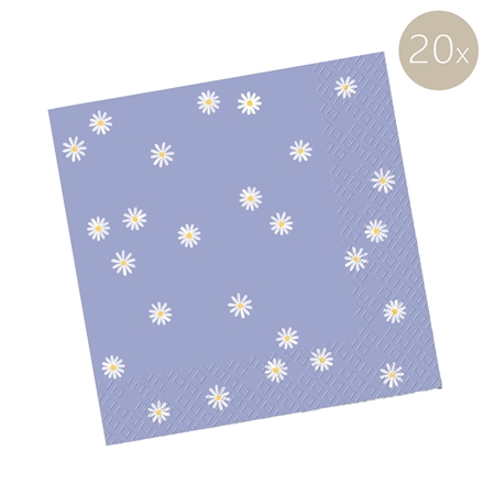 Serviettes violettes avec marguerites