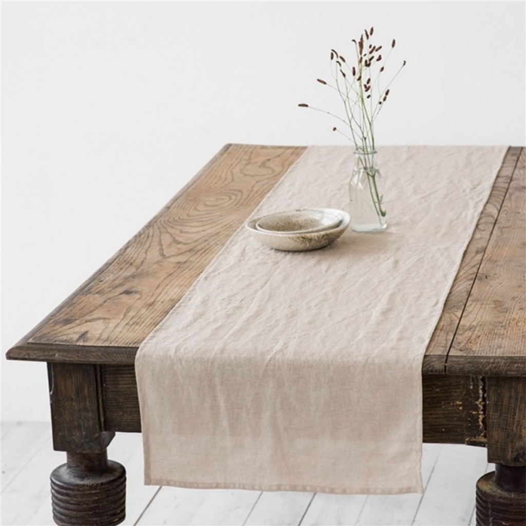 Chemin de table en lin naturel long