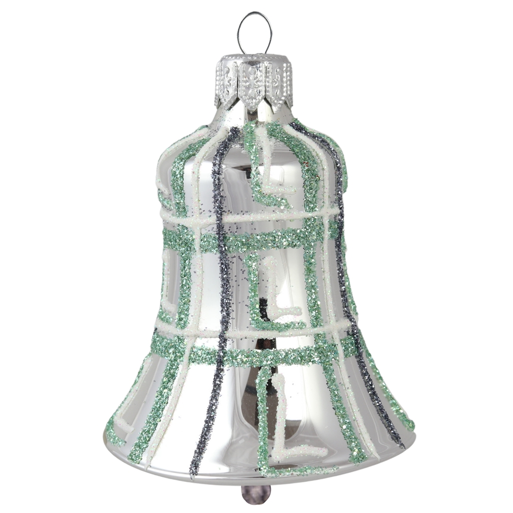 Cloche en argent à décor vert