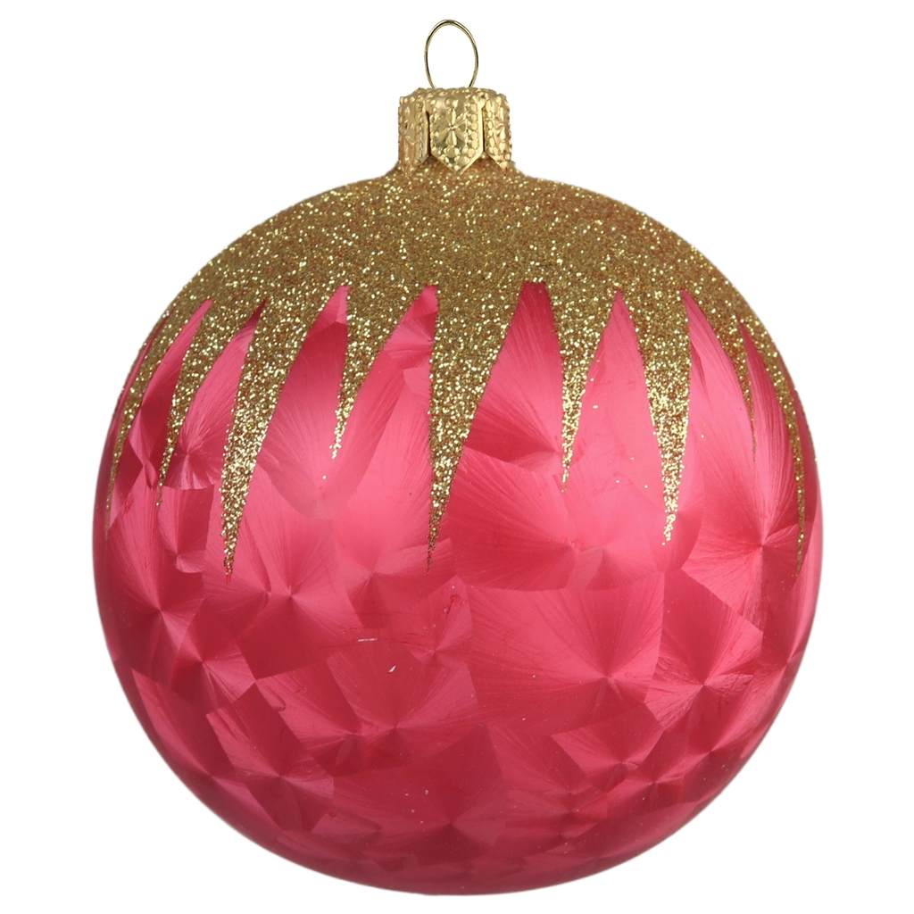 Boule de Noël en verre effet glace rose