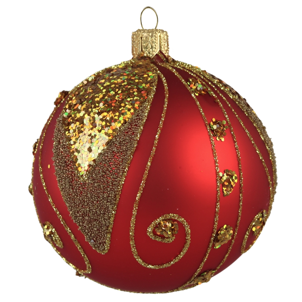 Boule de Noël rouge avec décor or
