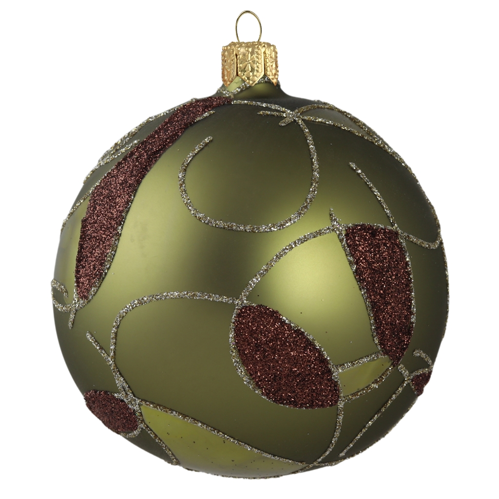 Boule de Noël vert avec des feuilles