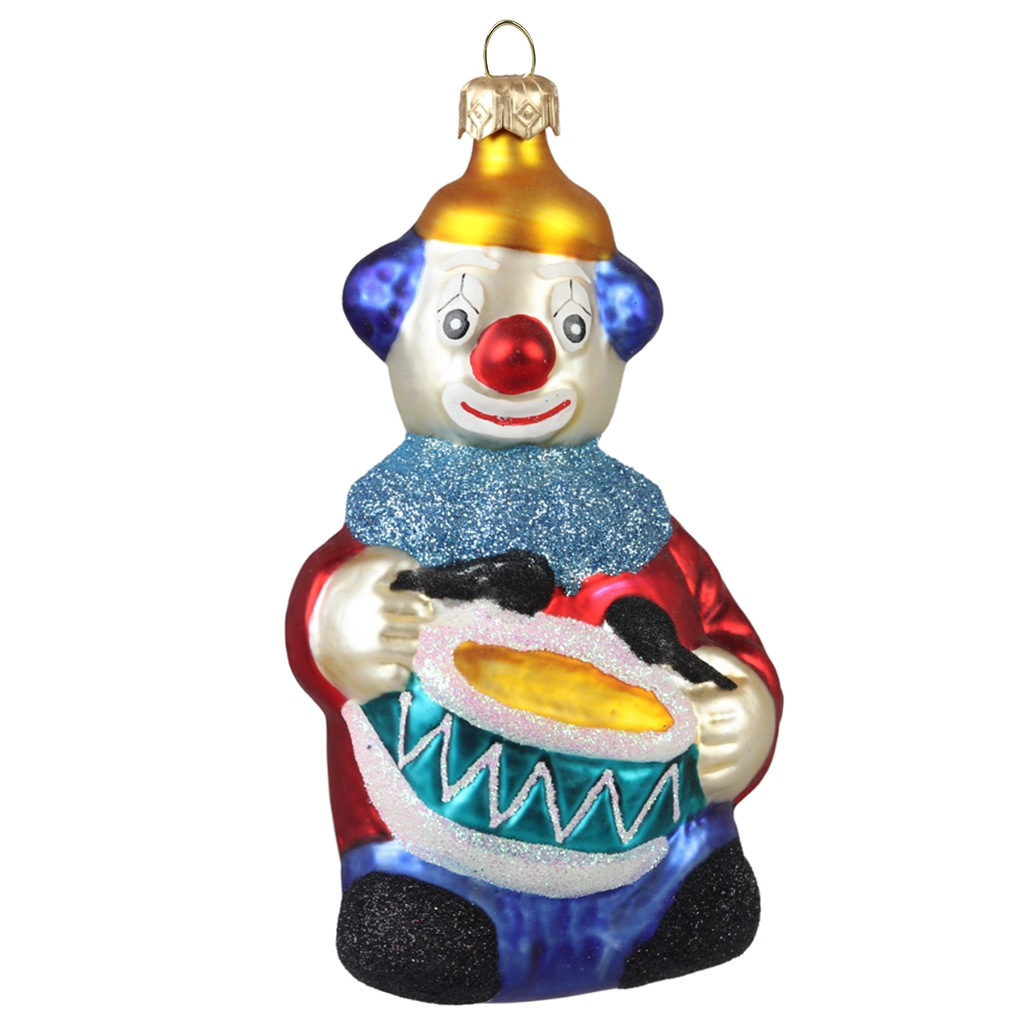 Clown avec un tambour bleu