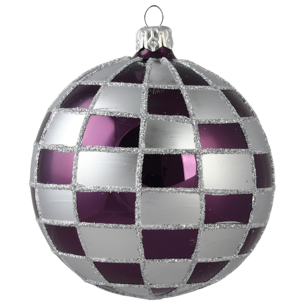 Boule d'argent décor à carreaux violets