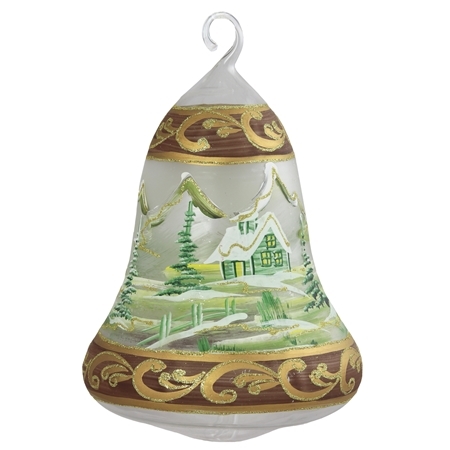 Cloche de Noël avec village peint