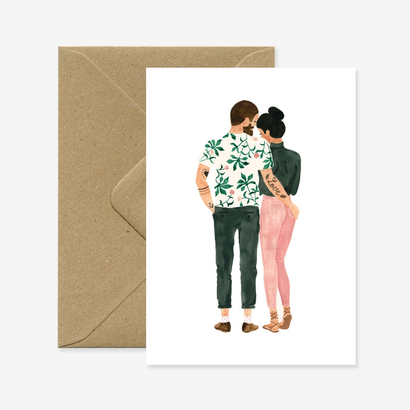 Carte de voeux couple amoureux