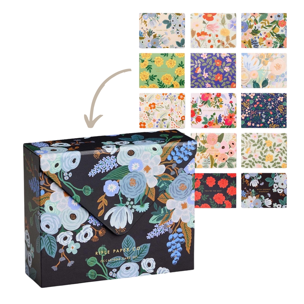 Boîte de cartes de vœux florales 15 pcs