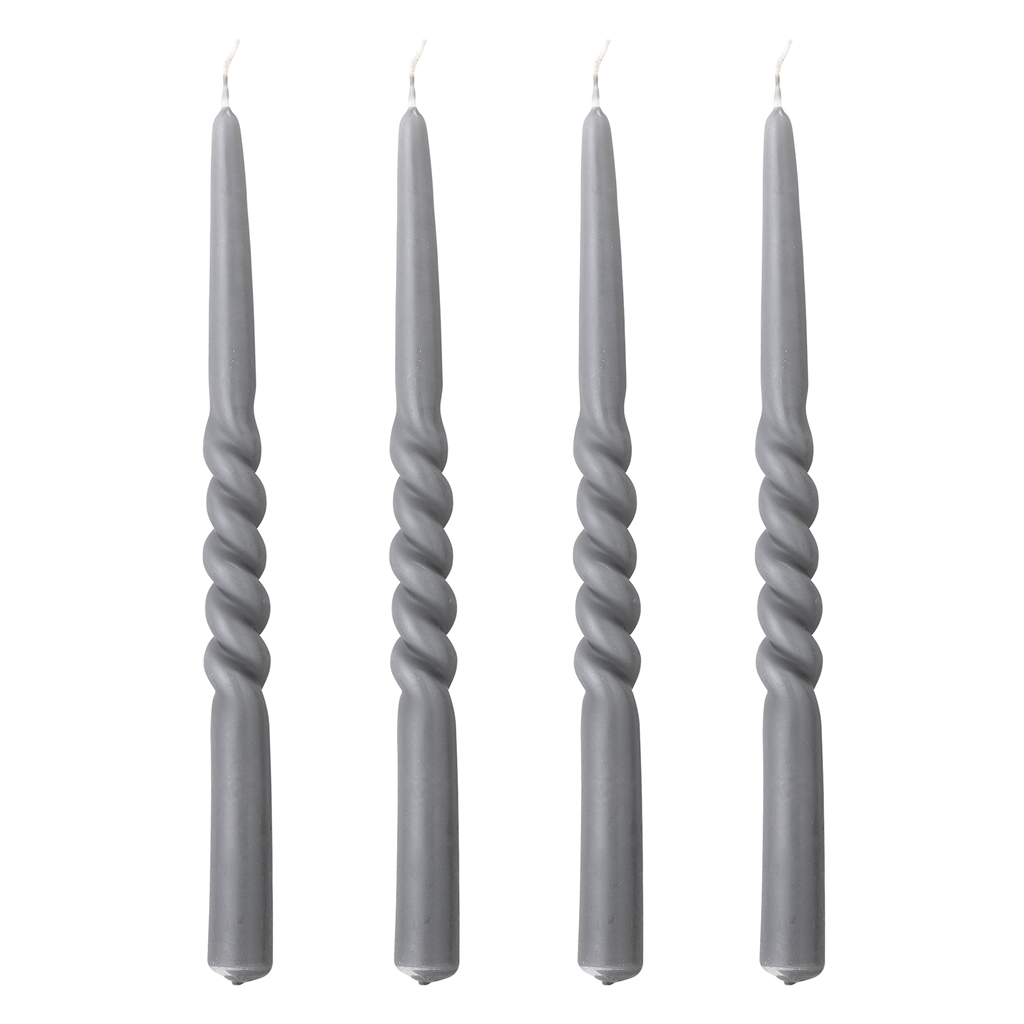 Graue Kerzen gedreht 4 Stück