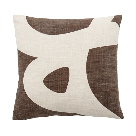 Oreiller en coton marron avec motif abstrait