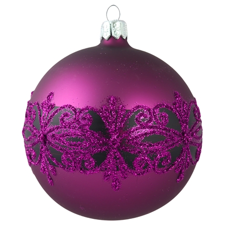 Vánoční koule fialová černý dekor