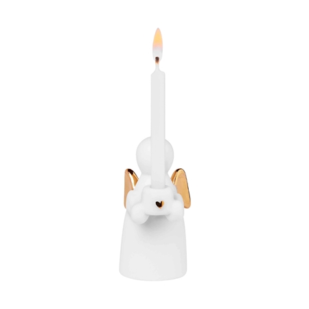 Ange gardien en porcelaine avec une bougie