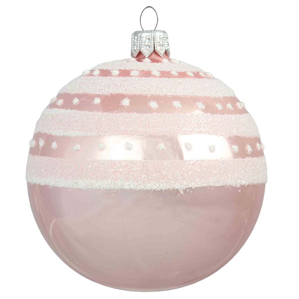 Décoration de Noël rose avec un saupudrage neigé